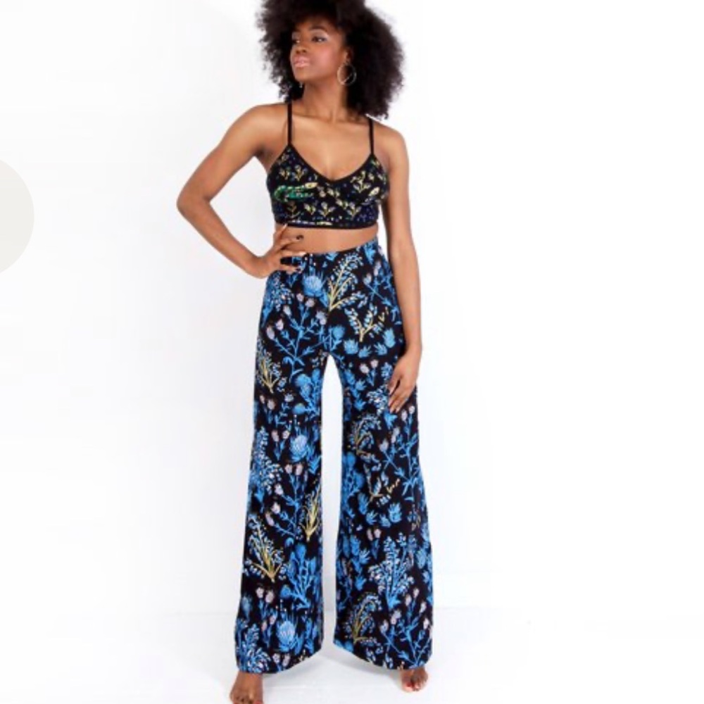 Thief & Bandit Wide Leg Pants Blue Thistle Organic Cotton